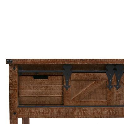 vidaXL Mesa consola madeira de abeto maciça 131x35,5x75 cm castanho