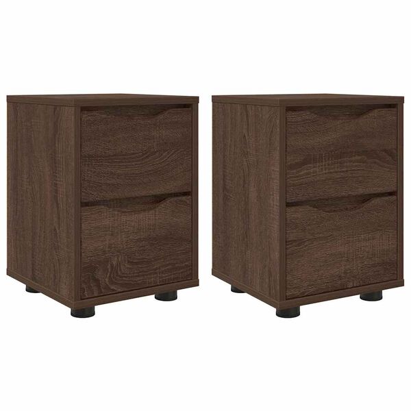vidaXL Mesas de cabeceira 2 pcs Carvalho Marrom 30,5 x 30 x 43 cm
