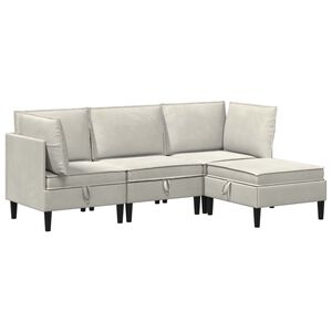 vidaXL Conjunto de M&oacute;veis para Sala de Estar 4 unid. Creme Veludo