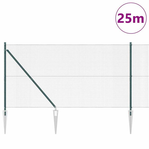 vidaXL Poste de Cerca Verde 25 x 1,2 m (malha de 12 x 12 mm) A&ccedil;o e PVC