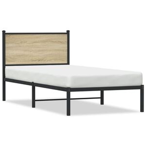 vidaXL Estrutura de cama sem colch&atilde;o 80x200 cm metal carvalho sonoma