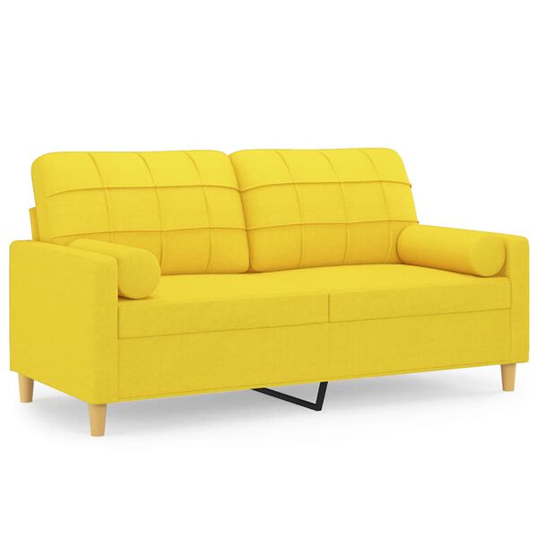 vidaXL Sof&aacute; 2 lug. + almofadas decorativas 140 cm tecido amarelo-claro