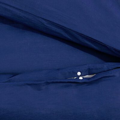 vidaXL Conjunto capa de edredão 225x220 cm algodão azul marinho