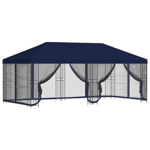 vidaXL Gazebo com paredes laterais 6 x 3 m Azul Poli&eacute;ster e A&ccedil;o