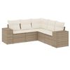 vidaXL 5 pcs conjunto de sof&aacute;s p/ jardim com almofad&otilde;es vime PE bege