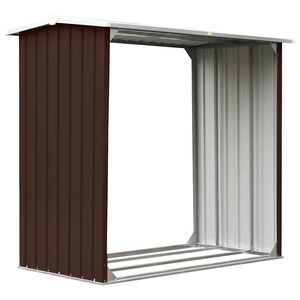 vidaXL Abrigo para arruma&ccedil;&atilde;o de troncos a&ccedil;o 172x91x154 cm castanho