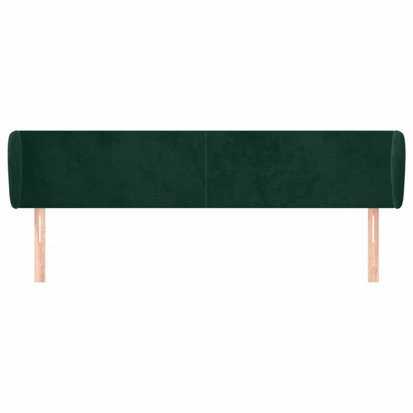 vidaXL Cabeceira de cama c/ abas veludo 163x23x78/88cm verde-escuro