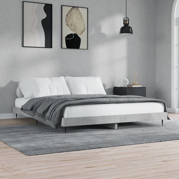 vidaXL Estrutura de cama 200x200 cm derivados de madeira cinza cimento