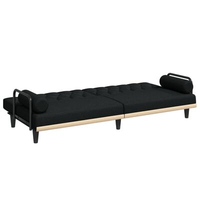 vidaXL Sofá-cama com apoio de braços tecido preto