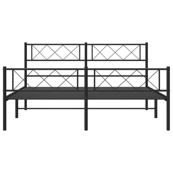 vidaXL Estrutura de cama com cabeceira e p&eacute;s 140x190 cm metal preto