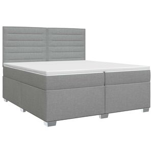vidaXL Cama box spring com colch&atilde;o Cinzento-claro 200 x 200 cm Tecido