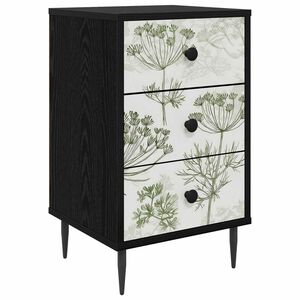 vidaXL Arm&aacute;rio de Cabeceira GOTHA Carvalho Preto 36 x 33 x 61 cm
