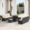 vidaXL Conjunto de Sof&aacute; de Jardim com almofada 9 pcs Preto vime PE