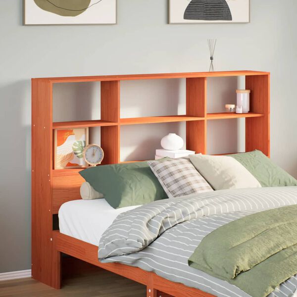 vidaXL Cabeceira com arruma&ccedil;&atilde;o 140 cm pinho maci&ccedil;o castanho-mel