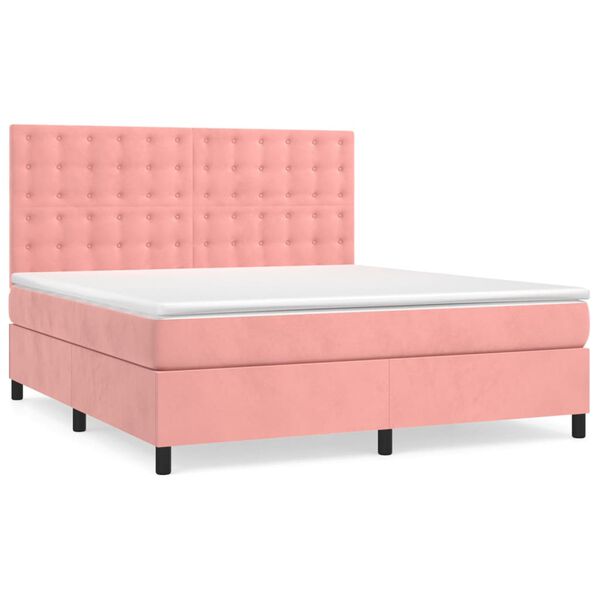 vidaXL Cama com molas/colch&atilde;o 180x200 cm veludo rosa