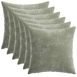 vidaXL Capa almofada 6 unid. HEERLEN Verde 40 x 40 cm Tecido Chenille