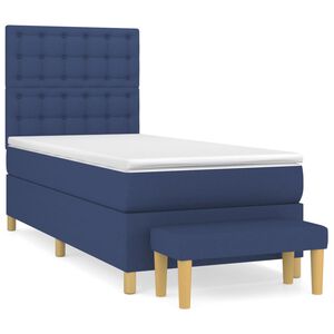 vidaXL Cama com molas/colch&atilde;o 80x200 cm tecido azul