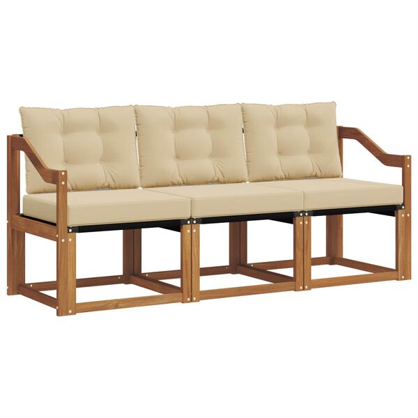 vidaXL Conjunto de Sof&aacute;s para Exterior 3 pcs Natural e Bege