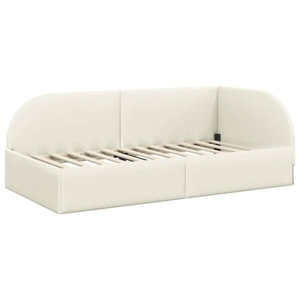 vidaXL Estrutura de Cama de Canto Creme 90 cm x 190 cm Veludo