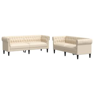 vidaXL 2 pcs conjunto de sof&aacute;s tecido cor creme
