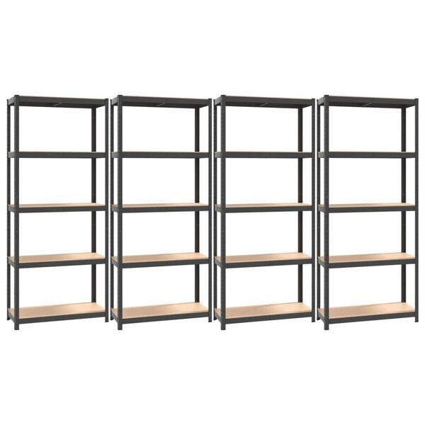 vidaXL Estantes 5 prateleiras 4 pcs derivados de madeira/a&ccedil;o antracite