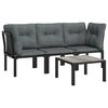 vidaXL 4 pcs conjunto lounge de jardim vime PE preto e cinzento