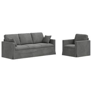 vidaXL Conjunto de Sof&aacute;s 2 unid. Cinza Escuro Veludo
