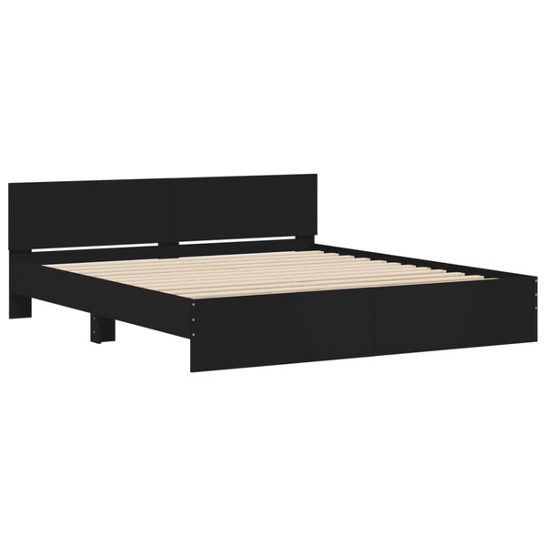 vidaXL Estrutura de cama com cabeceira 180x200 cm preto