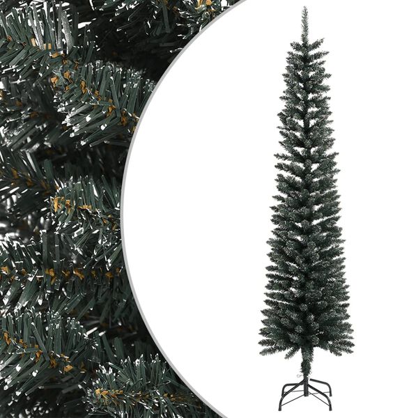 vidaXL &Aacute;rvore de Natal artificial fina com suporte 240 cm PVC verde