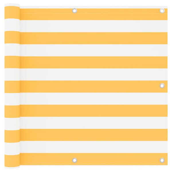 vidaXL Tela de varanda 90x400 cm tecido Oxford branco e amarelo