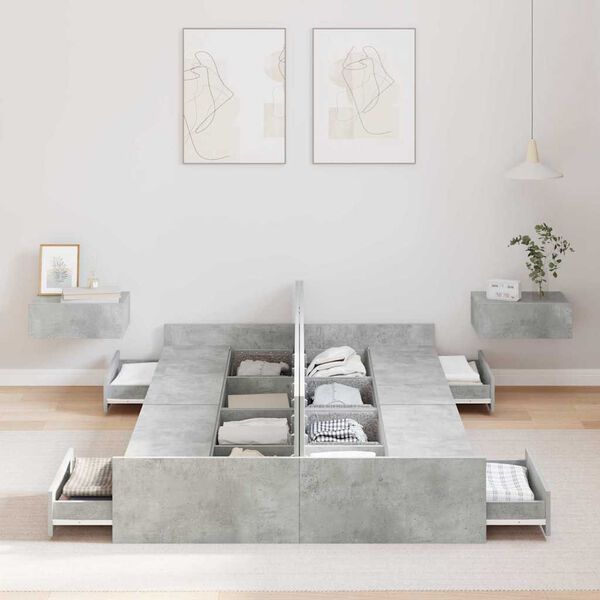 vidaXL Estrado de cama com arruma&ccedil;&atilde;o com gaveta Cinzento 120 x 190 cm