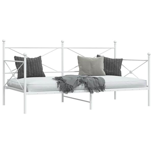 vidaXL Cama de Dia sem Colchão 100x190 cm aço branco