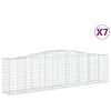 vidaXL Cestos gabi&atilde;o arqueados 7pcs 400x50x100/120cm ferro galvanizado