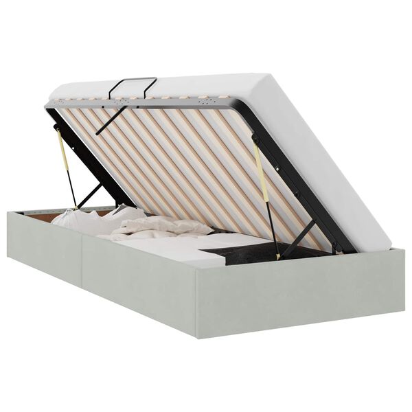 vidaXL Cama com Armazenamento Cinzento-claro 90 x 190 cm Veludo