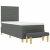 vidaXL Cama Box com colch&atilde;o Cinzento escuro 100 x 200 cm tecido
