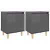 vidaXL Mesas cabeceira pernas madeira 2pcs 40x30x50cm cinza brilhante