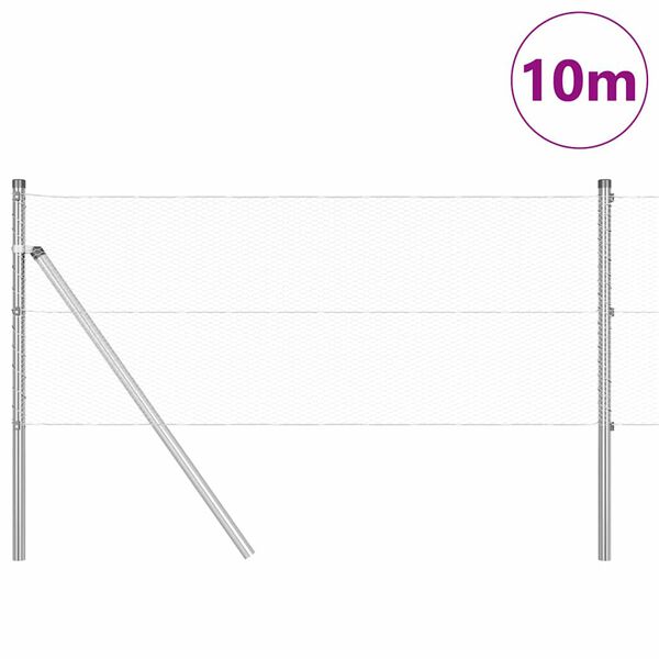 vidaXL Poste de Cerca Prateado 10 x 0,6 m (malha de 13 mm) A&ccedil;o