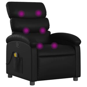vidaXL Poltrona de massagens reclin&aacute;vel couro artificial preto
