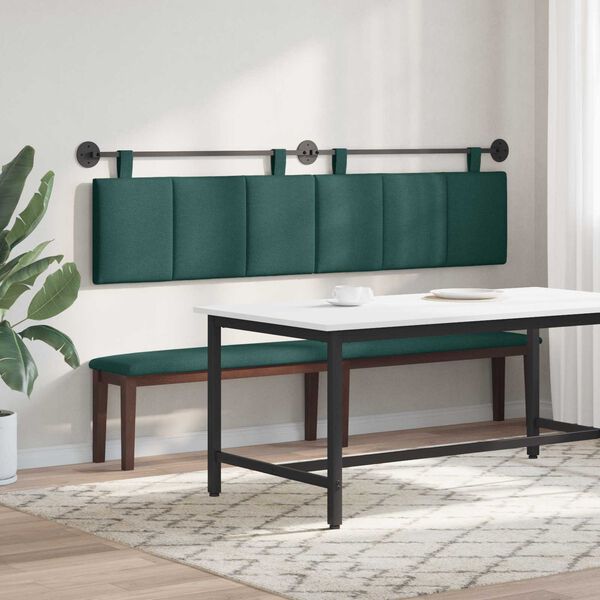 vidaXL Cabeceira Suspensa Riscas Verde Escuro 210 x 55 x 5 cm tecido