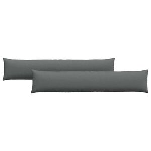 vidaXL Travesseiros de Sof&aacute; 2 pcs Cinza Escuro 200 x 40 cm tecido