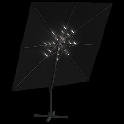 vidaXL Guarda-sol cantilever c/ LEDs 400x300 cm preto