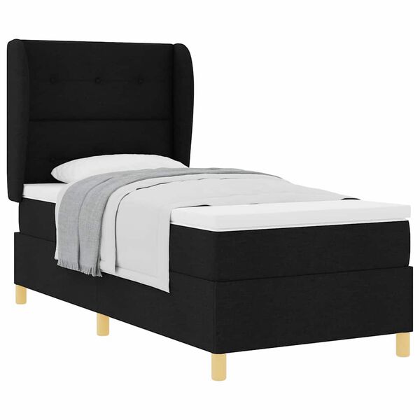 vidaXL Cama Box Springs com Colch&atilde;o Cinza Escuro 90x190 cm Preto