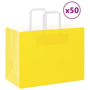 vidaXL Sacos de papel 50 unid com al&ccedil;as amarelo 32x17x25 cm