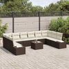 vidaXL Conjunto de Sof&aacute; de Jardim 10 pcs Marrom e Creme Polirattan