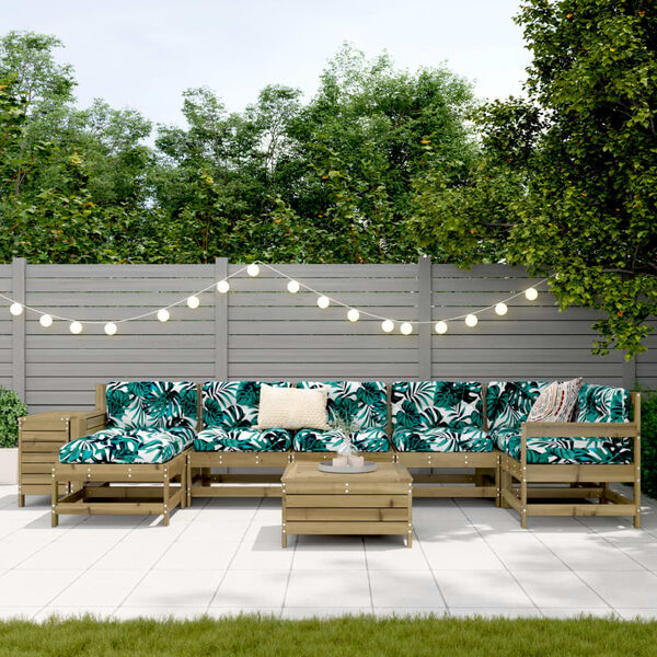 vidaXL 9 pcs conjunto sof&aacute;s jardim madeira de pinho impregnada