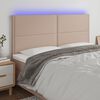 vidaXL Cabeceira cama c/ LED couro artif. 180x5x118/128cm cappuccino