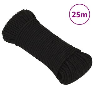 vidaXL Corda de trabalho 4 mm 25 m poli&eacute;ster preto