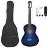 vidaXL 8 pcs conjunto guitarra cl&aacute;ssica iniciantes 1/2 34" azul