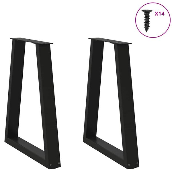 vidaXL Pés para mesa de jantar em formato de V, 2 peças, preto, 50x(72-73,3) cm, aço
