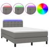 vidaXL Cama box spring c/ colch&atilde;o e LED 120x200 cm tecido cinza-escuro